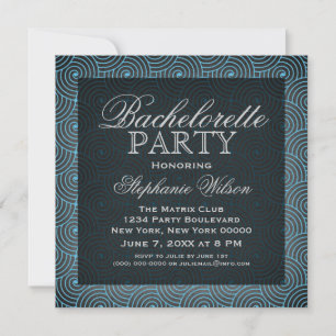 Mod Swirls Bachelorette Party Invite, Blue Invitation