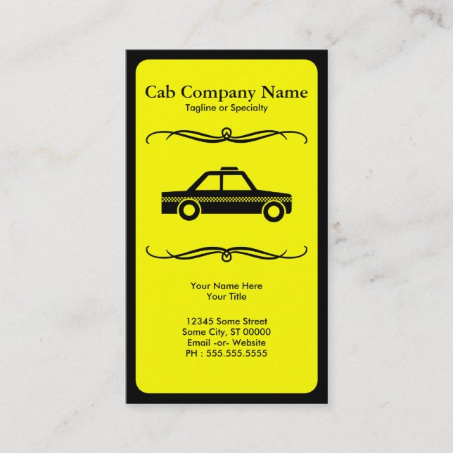 mod taxi cab business card (Front)