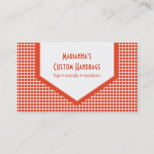 Mod Tiles Business Card, Dark Orange Card (Front)