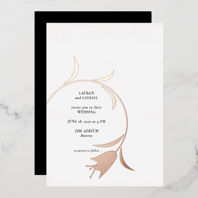Mod Tulip Foil Wedding Invitation Foil Invitation (Front/Back)