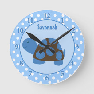 Mod Turtle (Blue) Wall Clock Add a Name
