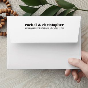Mod Typography   Black and White Stripe Lined Envelope