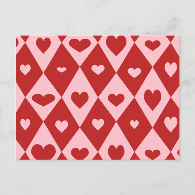 Mod Valentine Hearts Holiday Postcard (Front)