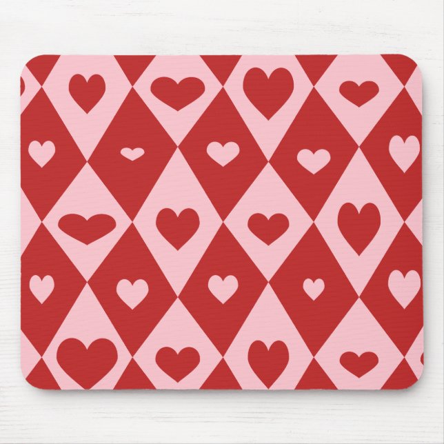 Mod Valentine Hearts Mouse Pad (Front)