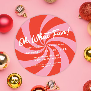 Mod Wavy Retro Christmas Pink Red Holiday Party