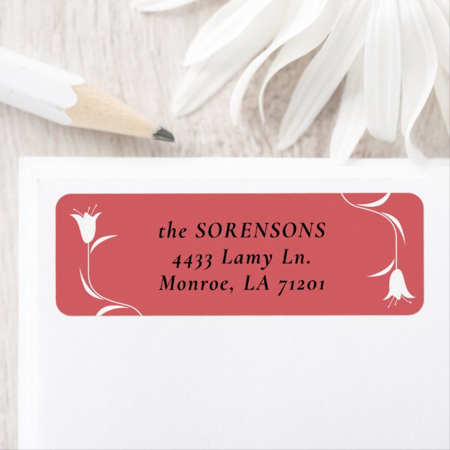 MOD WHITE TULIP WEDDING Return Address Label (Insitu)