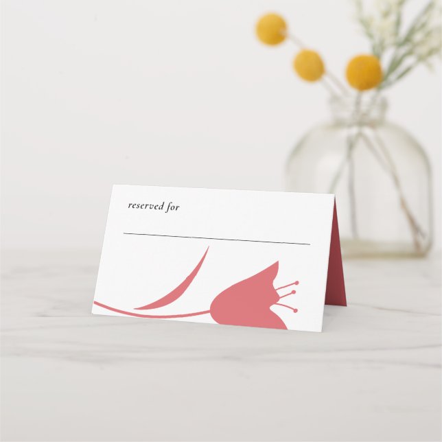 MOD WINE TULIP WEDDING PLACE CARD (Front)