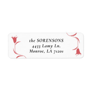 MOD WINE TULIP WEDDING Return Address Label