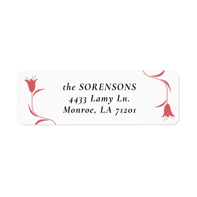 MOD WINE TULIP WEDDING Return Address Label (Front)