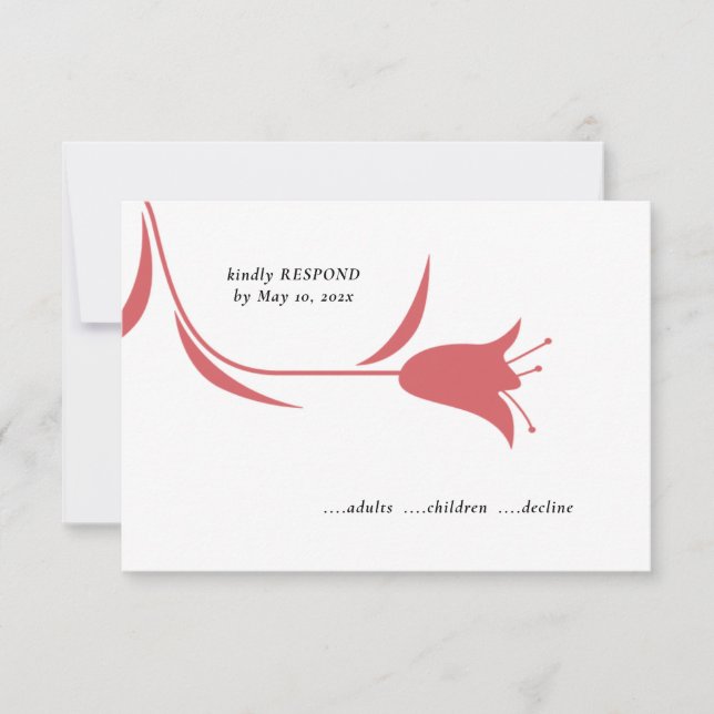 MOD WINE TULIP WEDDING RSVP CARD (Front)