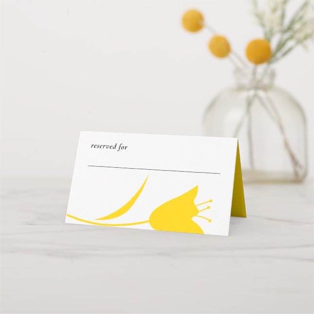 MOD YELLOW TULIP WEDDING PLACE CARD (Front)