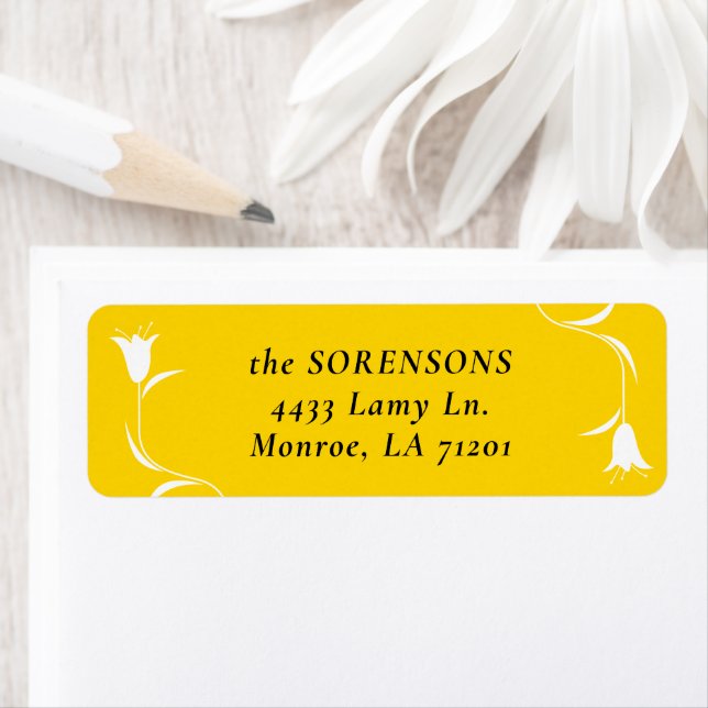 MOD YELLOW TULIP WEDDING Return Address Label (Insitu)