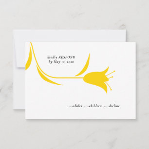 MOD YELLOW TULIP WEDDING RSVP CARD