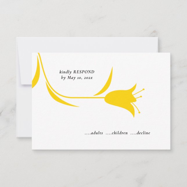 MOD YELLOW TULIP WEDDING RSVP CARD (Front)