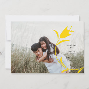 MOD YELLOW TULIP WEDDING SAVE THE DATE INVITATION