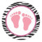 Mod Zebra Pink Baby Shower Favour Stickers