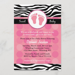 Mod Zebra Print Baby Shower Invitations