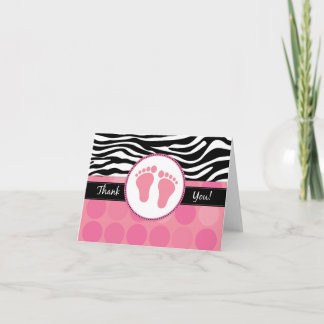 Mod Zebra Print Folded Baby Shower Thank You Cards