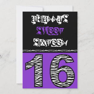 Mod Zebra Print Sweet Sixteen [purple] Invitation