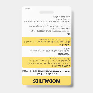 Modalities (Hot/Cold) Badge Card Reference ID Badge