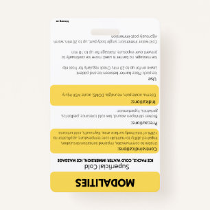 Modalities (Hot/Cold) Badge Card Reference ID Badge