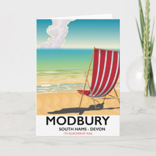 Modbury Devon vintage seaside poster Holiday Card