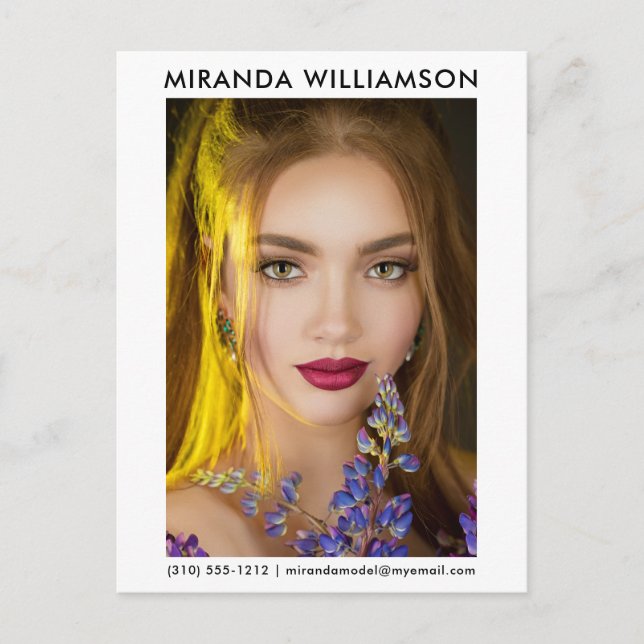 Model Actor 1 Photo Comp Card Postcard White (Front)