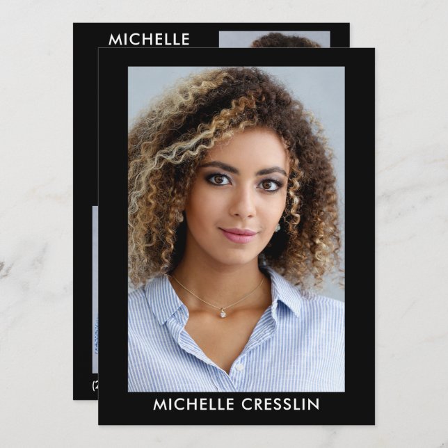 Model Actor 3 Photo Back Comp Zed Card 5.5x7.5 Blk (Front/Back)