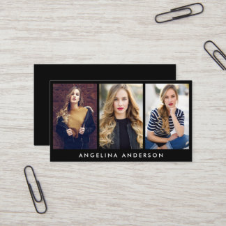 Model Actor 3 Photo Business Card Blk