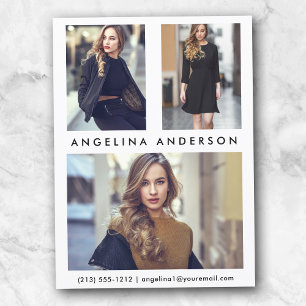 Model Actor 3 Photo Comp Card - White Front