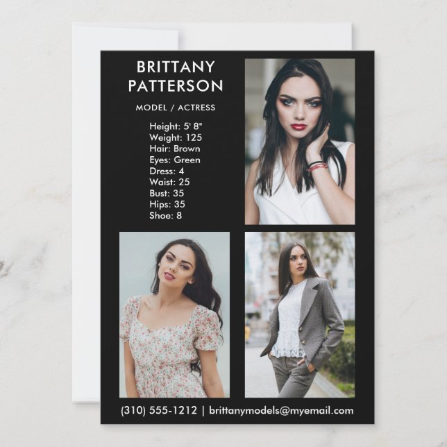 Model Actor 3 Photo Pro Comp Card (Front)