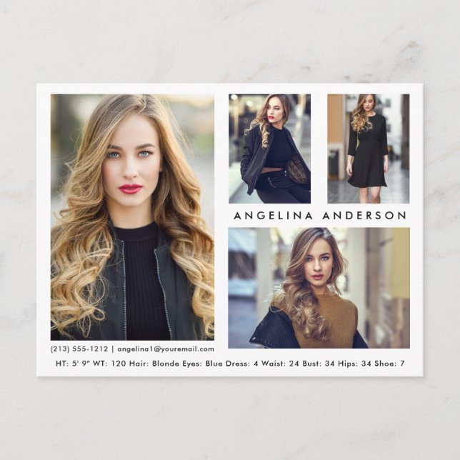 Model Actor 4 Photo Comp Card - Wht Postcard (Front)