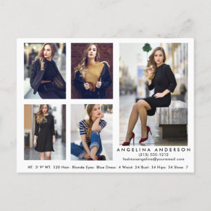 Model Actor 5 Photo Comp Card Postcard Wht