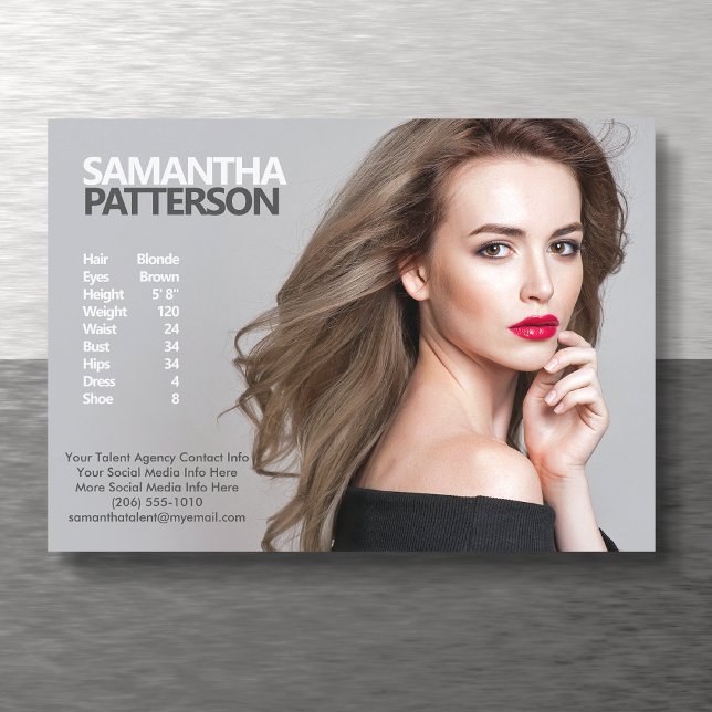 Model Actor 5x7 Comp Zed Card 1 Photo Template (Available in high quality print or digital download for quick messaging, email or self printing.)