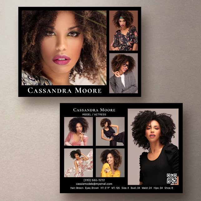 Model Actor 8 Photo Composite Card Template (Available in high quality print or digital download for quick messaging, email or self printing.)