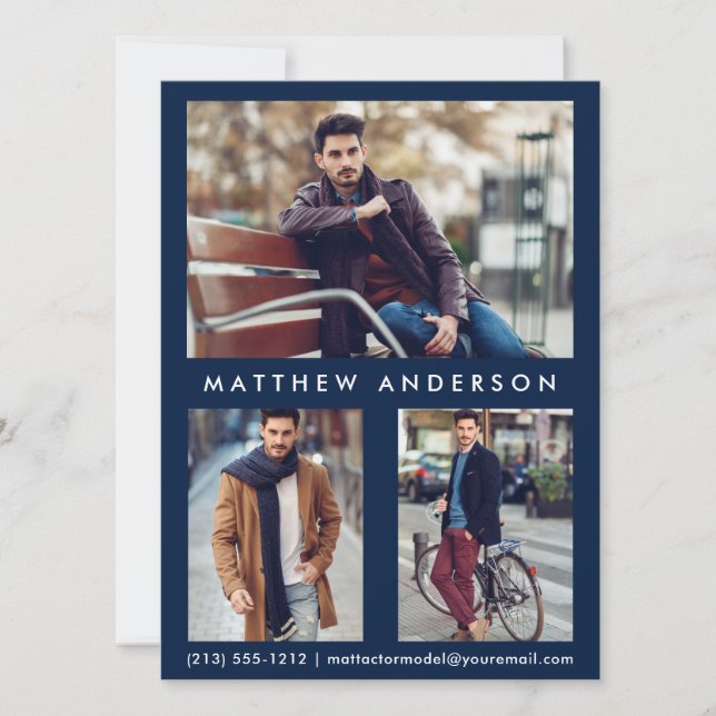 Model Actor Comp Card 3 Photo - Front Blue (Front)