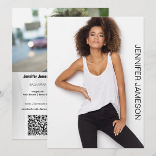 Model Actor Comp Card   3 Photos and QR Code