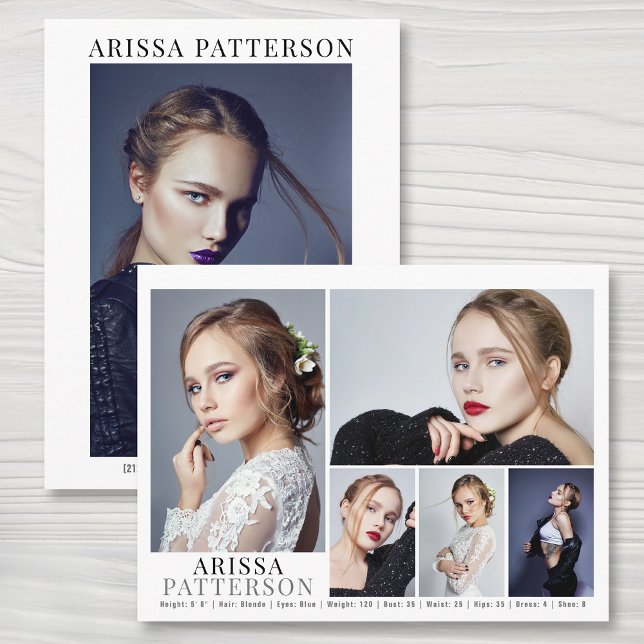 Model Actor Comp Card 6 Photo Double Sided (Creator Uploaded)