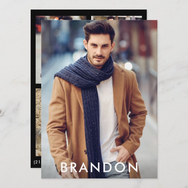 Model Actor Comp Card Name Wht - 3 Photo Back (Front/Back)