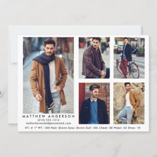 Model Actor Comp Card White - 5 Photos
