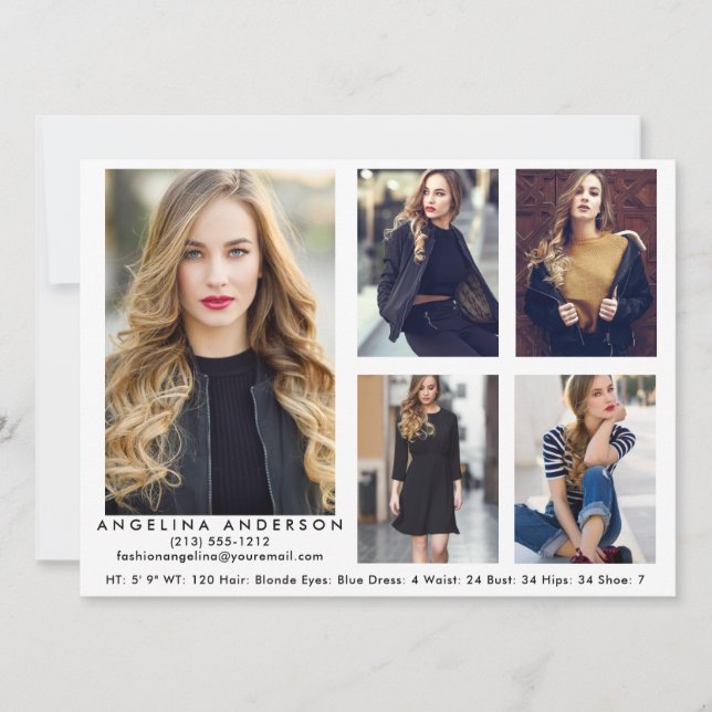 Model Actor Comp Card Wht - 5 Photos (Front)