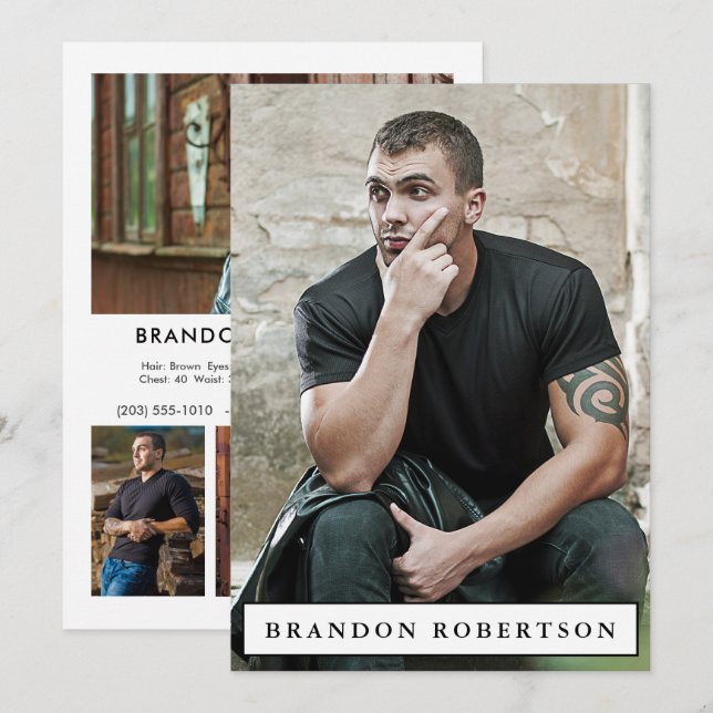 Model Actor Comp Zed Card 5x7 | 2 Sided 5 Photo (Front/Back)