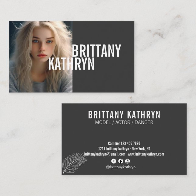 Model Actor dancer Singer photo trendy Business Card (Front/Back)