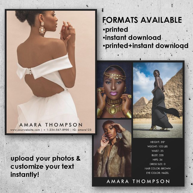 Model Actor Modelling Comp Card 4 Photo Black (Model Actor Modeling Comp Card 4 Photo Black)