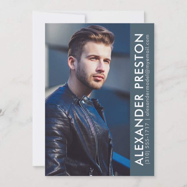 Model Actor Photo Comp Card 5x7 Blue AP (Front)