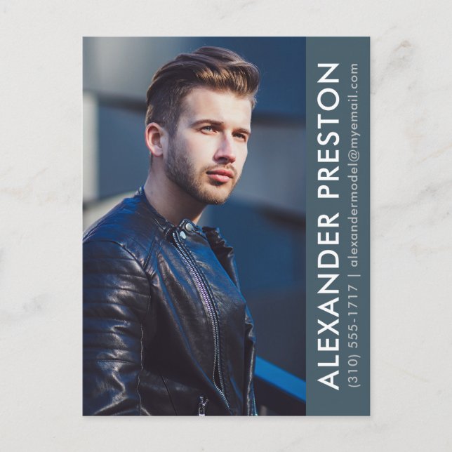 Model Actor Photo Comp Card Blue AP Postcard (Front)