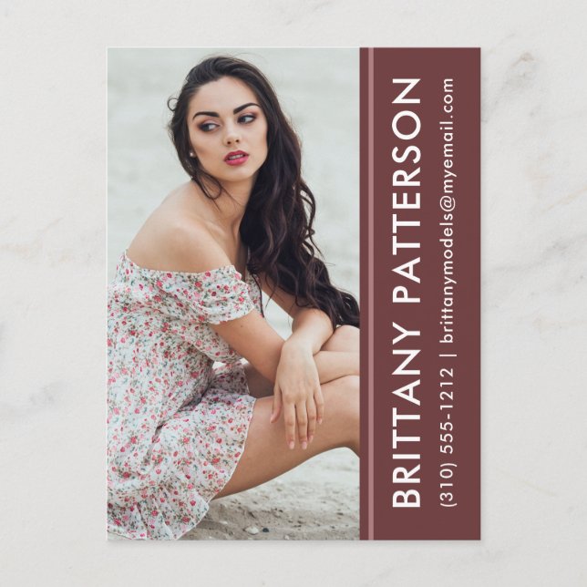 Model Actor Photo Comp Card Rust Stripe Postcard (Front)