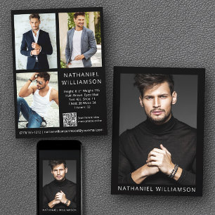 Model Actor QR Code 4 Photos Pro Comp Card