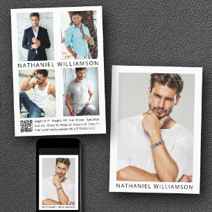 Model Actor QR Code 5 Photo Pro Comp Card