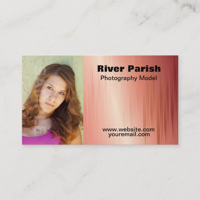 Model Actors Headshot Business Card Template (Front)